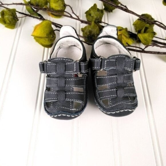 Riley Roos Chessie Leather Baby Sandals Navy XS - Picture 1 of 6